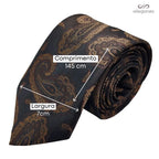 Gravata Semi-Slim Bordada | Allegante Brown - Alleganza