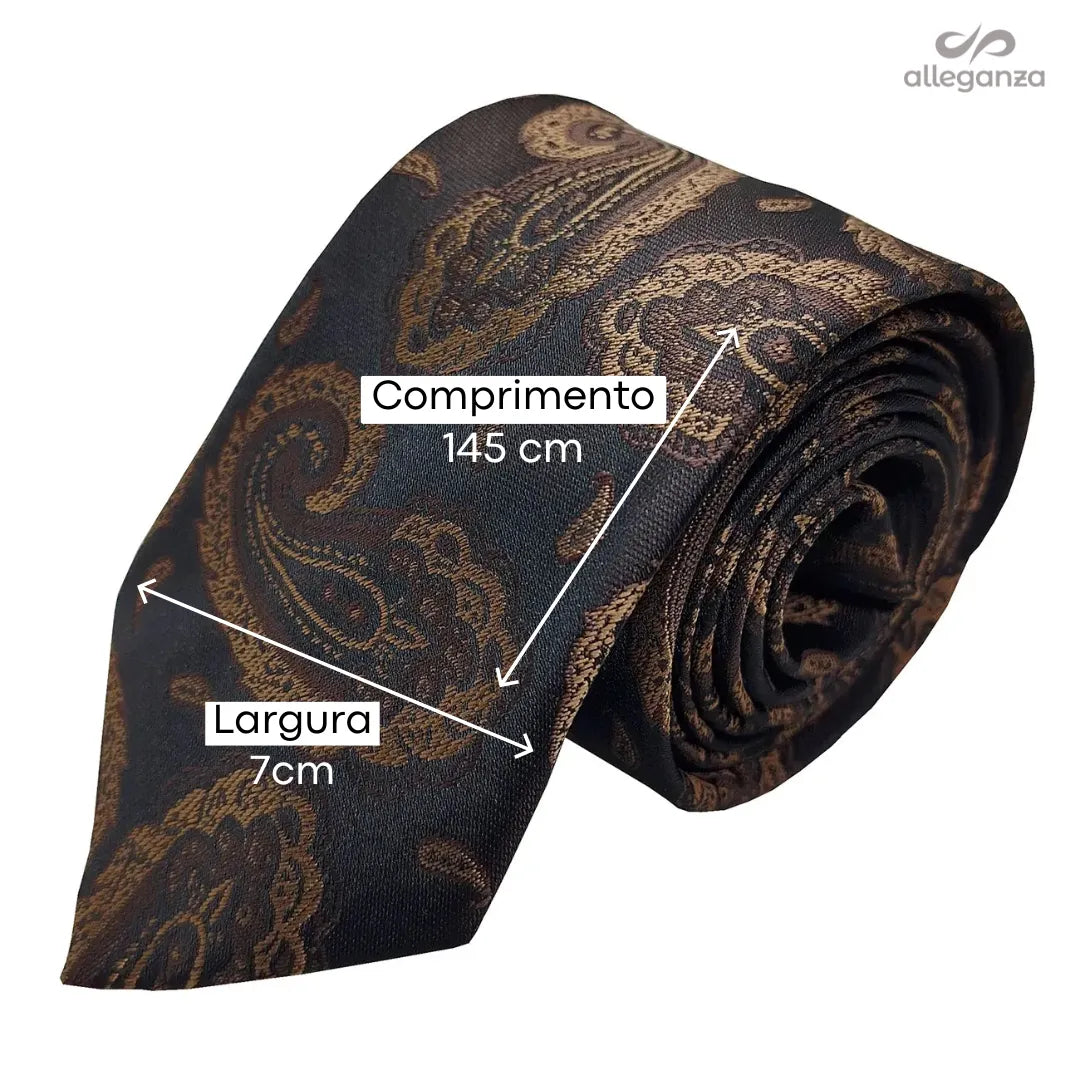Gravata Semi-Slim Bordada | Allegante Brown - Alleganza