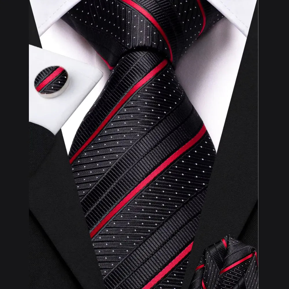 Gravata Tradicional de Seda Allegante Business | Kit com Lenço e Abotoaduras