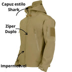 caracteristicas da jaqueta tatica, com fundo branco