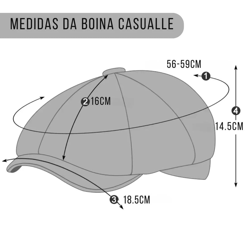 medidas da boina octagonal casualle 