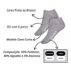 Kit 6 Pares Meias Soquete Adulto Basicalle - Alleganza