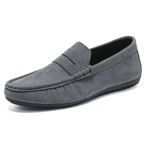 Mocassim Masculino de Camurça Allegante cinza, vista lateral