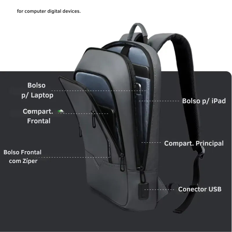 Mochila Executiva Compacta para Notebook 17" Casualle Slim
