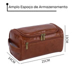 medidas da Necessaire Impermeável em Couro Basicalle Go