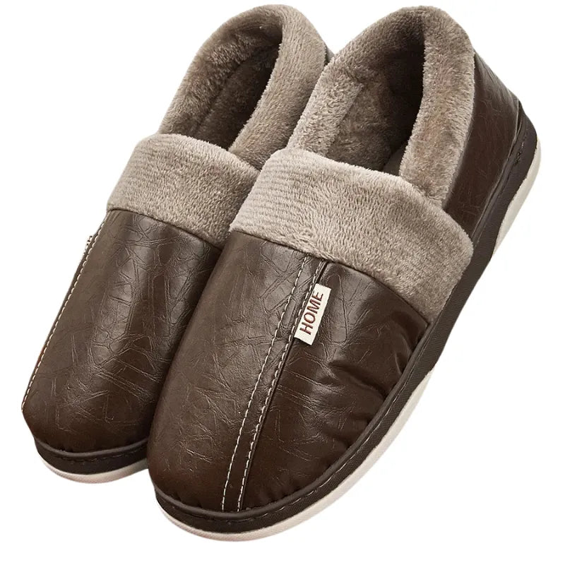 Pantufa Forrada de Couro para Inverno | Comfortalle Home | Cor Marrom