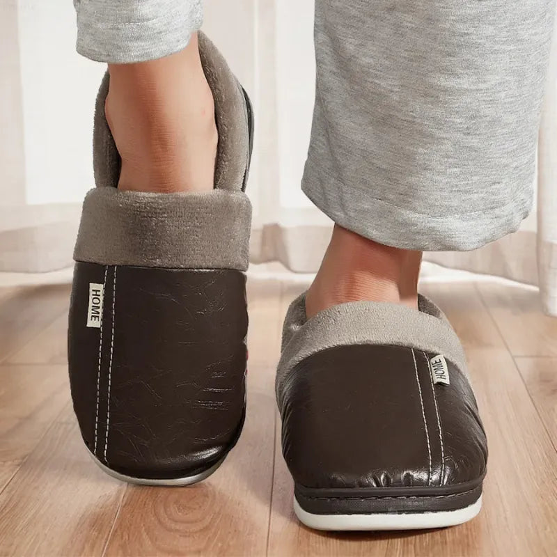 Pantufa Forrada de Couro para Inverno | Basicalle Home | Cor Marrom - Alleganza