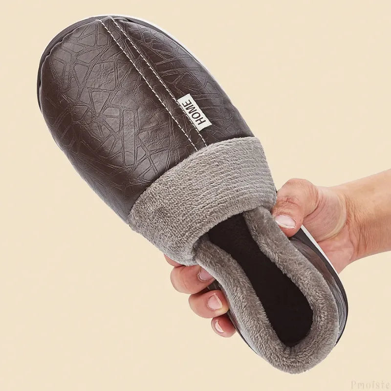 Pantufa Forrada de Couro para Inverno | Basicalle Home | Cor Marrom - Alleganza