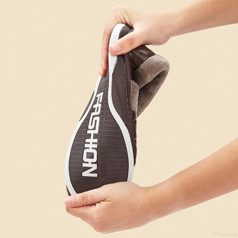 Pantufa Forrada de Couro para Inverno | Basicalle Home | Cor Marrom - Alleganza