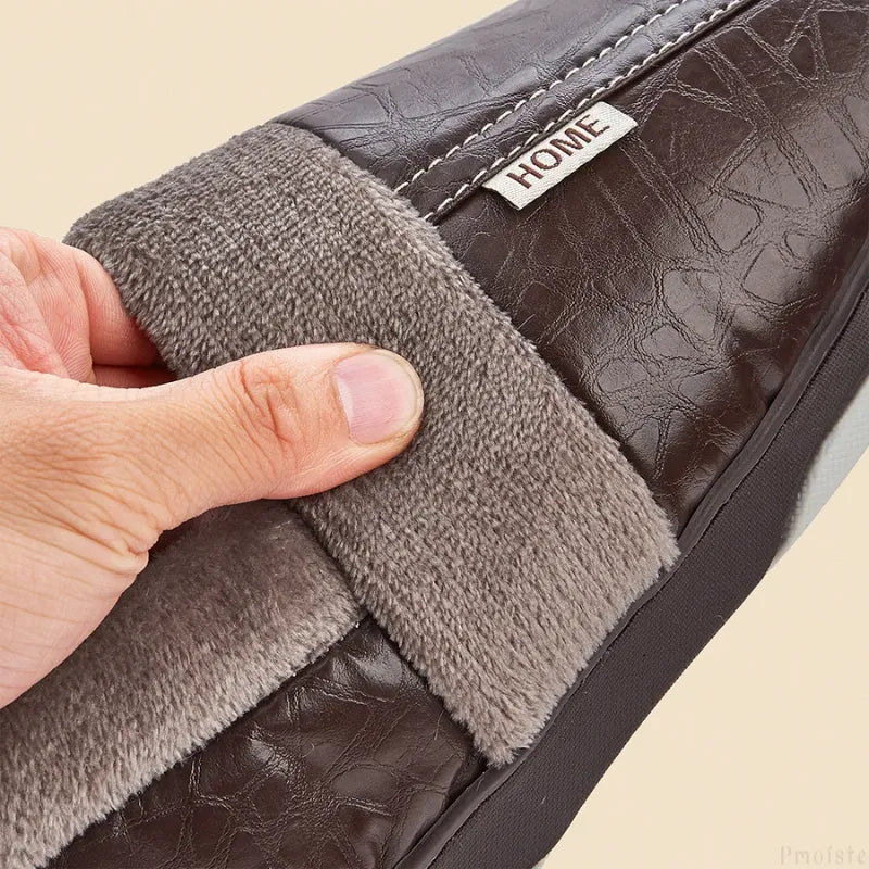 Pantufa Forrada de Couro para Inverno | Basicalle Home | Cor Marrom - Alleganza