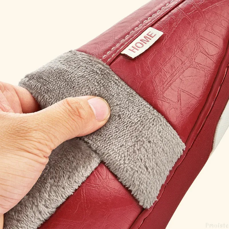 Pantufa Forrada de Couro para Inverno | Basicalle Home | Cor Vermelho
