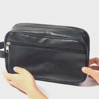 Necessaire de Couro Preto Basicalle | Impermeável | Elegante e Funcional