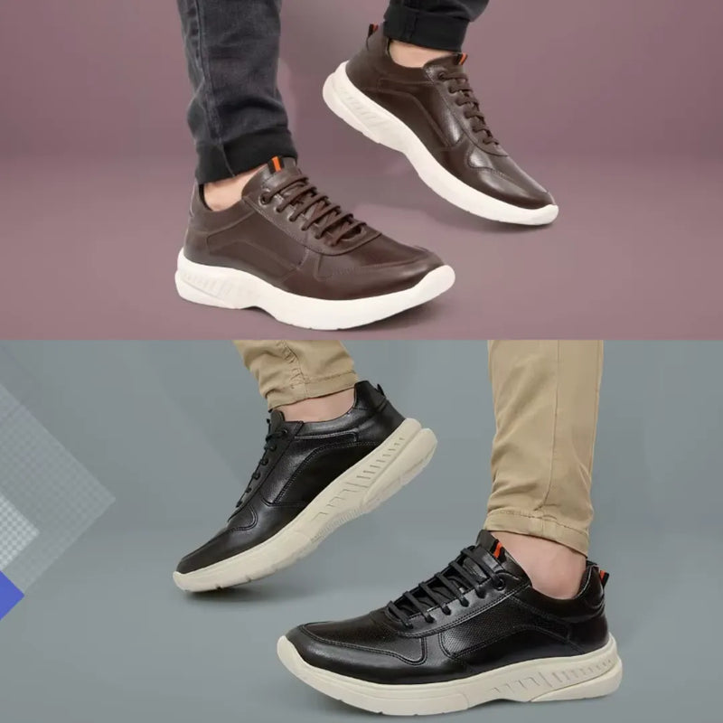 Sapatênis Casualle preto e marrom combinado com calça jeans em um look casual